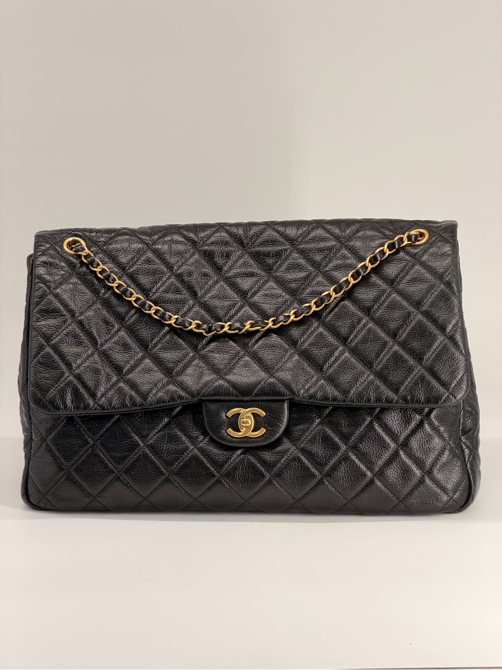 Chanel Travel XXL Black Grained Calfskin Shoulder Bag
